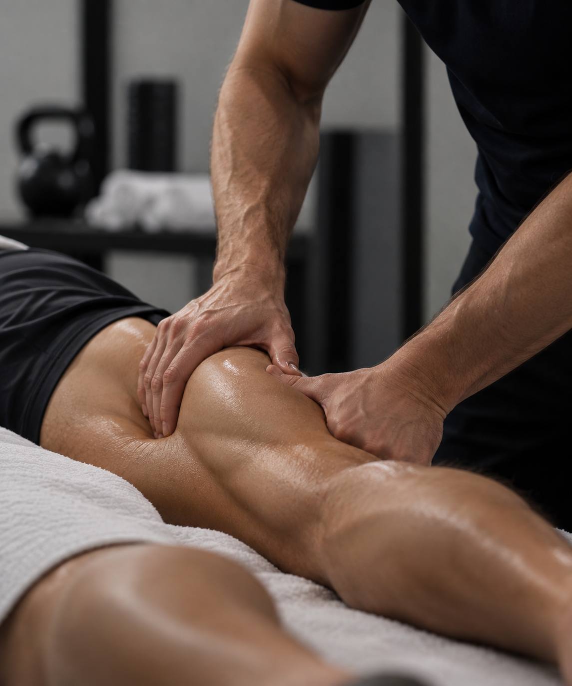 Maksym providing focused deep tissue massage treatment in Sydney